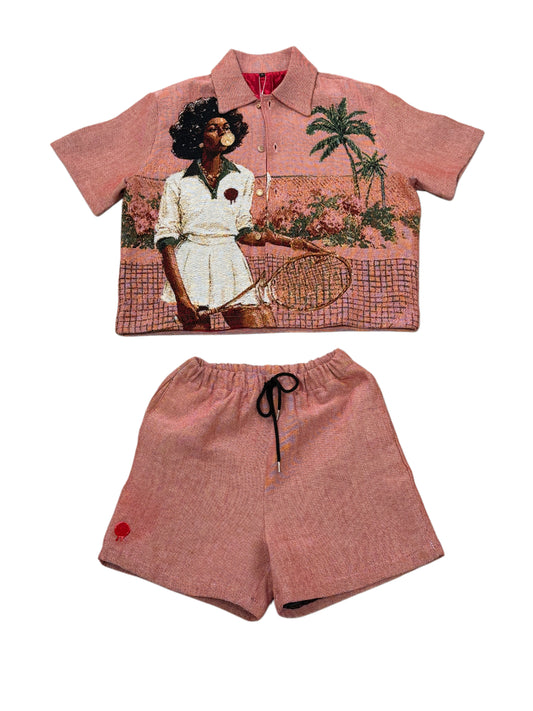 HANKINS PARK "IN BLOOM" SHORT SET "SALMON"