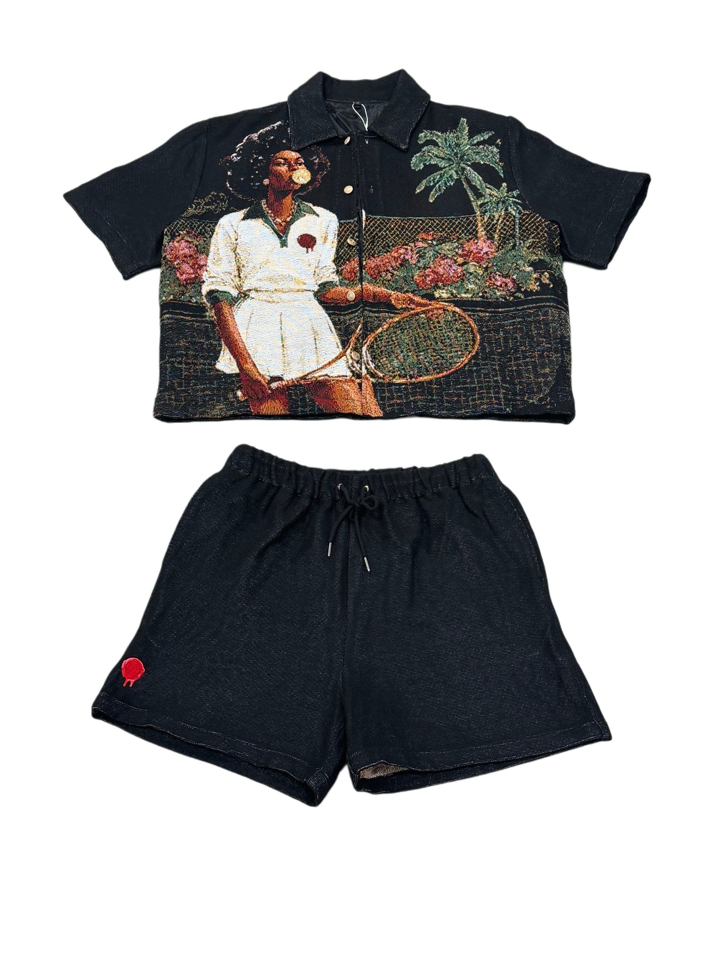 HANKINS PARK "IN BLOOM" SHORT SET "BLACK"