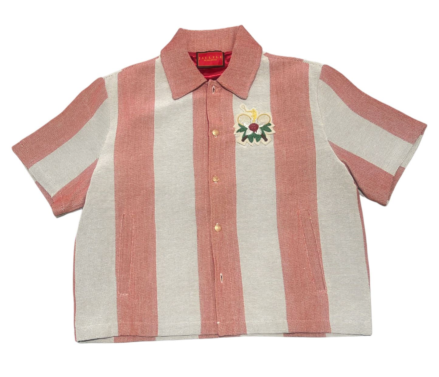 HANKINS PARK TENNIS CLUB "CABANA STRIPES" SHIRT/JACKET TOP/SALMON