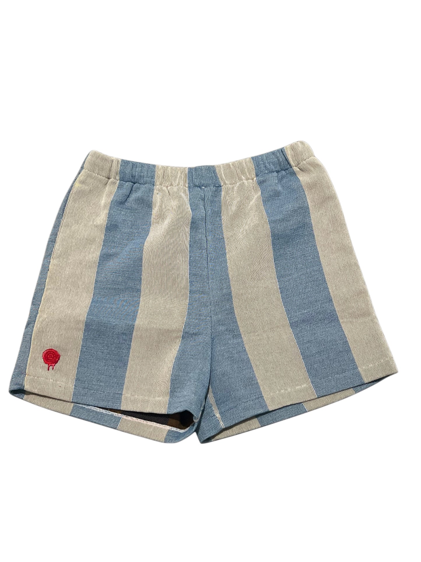 "CABANA STRIPES" SHORTS/LINEN BLUE