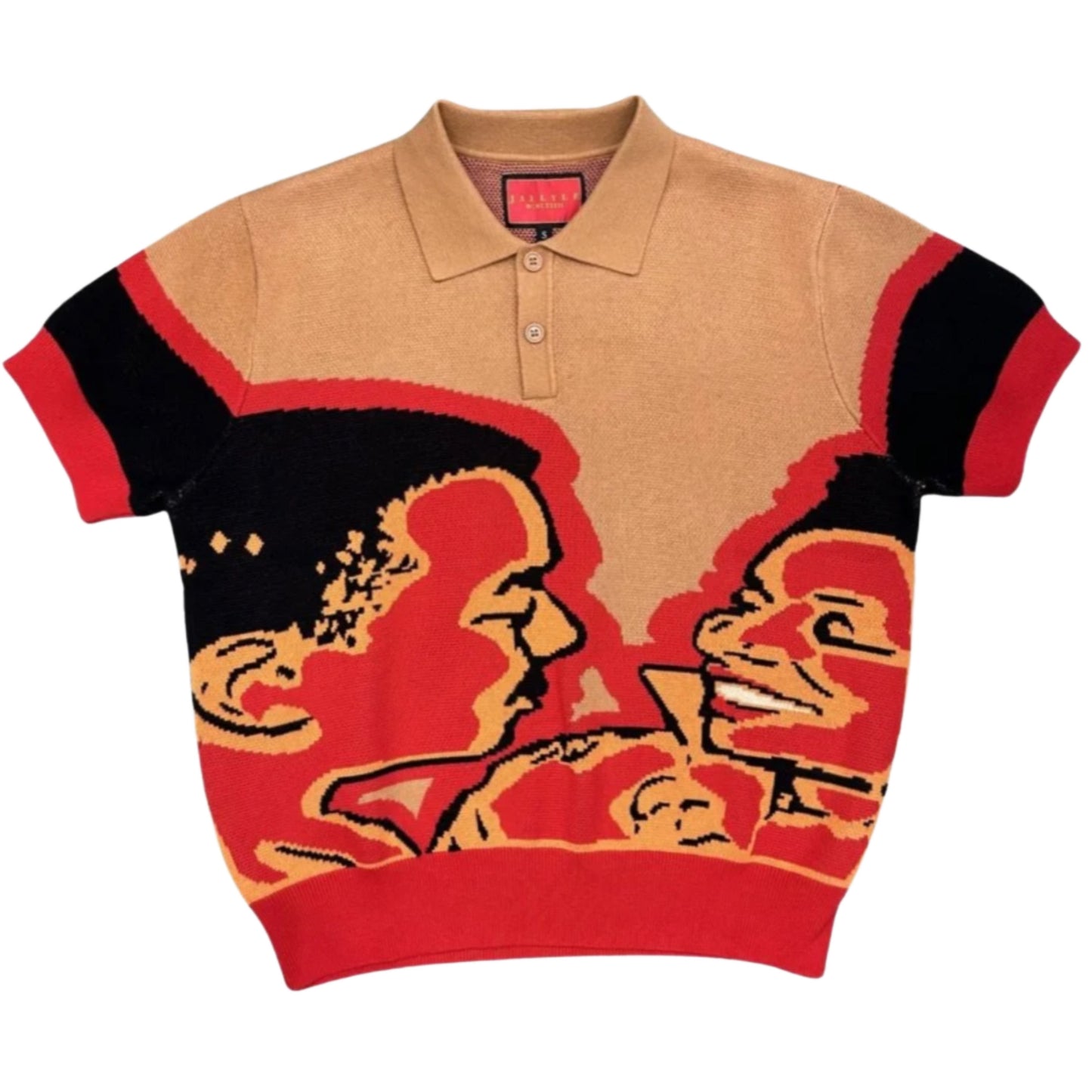 "LOVE SUPREME" POLO SWEATER SHIRT | CAMEL