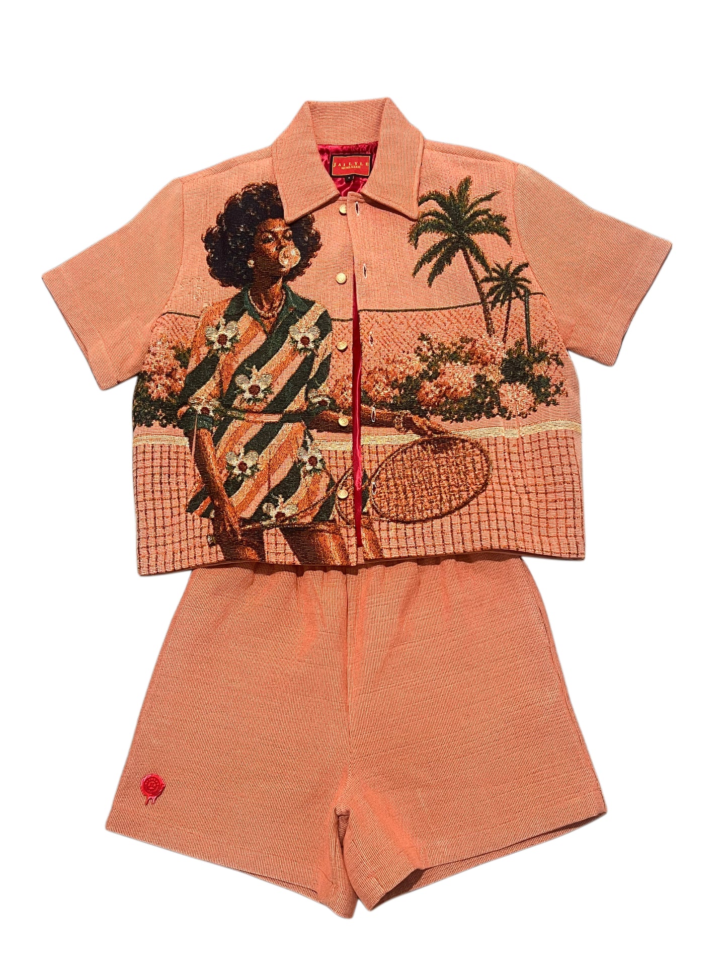 HANKINS PARK X MELISSA MITCHELL "LADY IN BLOOM" SHORT SLEEVE SET/"CORAL"
