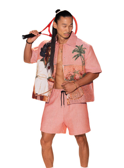 HANKINS PARK "IN BLOOM" SHORT SET "SALMON" (MADE TO ORDER)