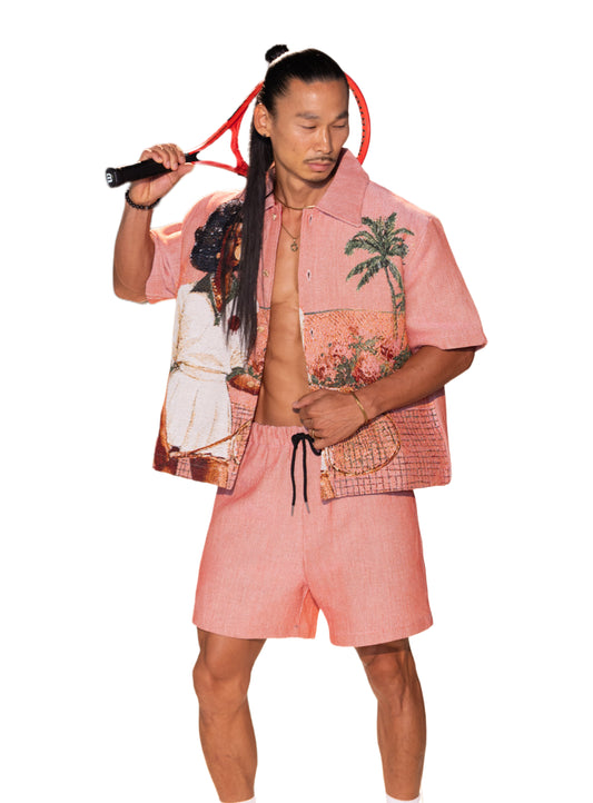 HANKINS PARK "IN BLOOM" SHORT SET "SALMON" (MADE TO ORDER)