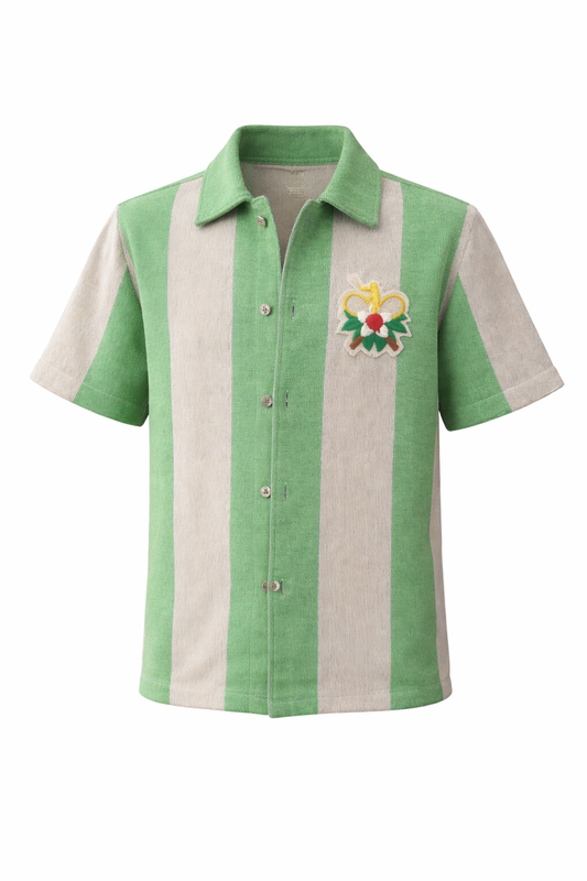 HANKINS PARK TENNIS CLUB "CABANA STRIPES" SHIRT/JACKET TOP/MATCHA