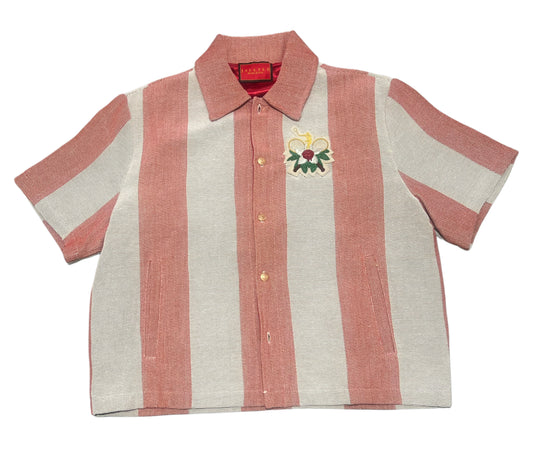 HANKINS PARK TENNIS CLUB "CABANA STRIPES" SHIRT/JACKET TOP/SALMON