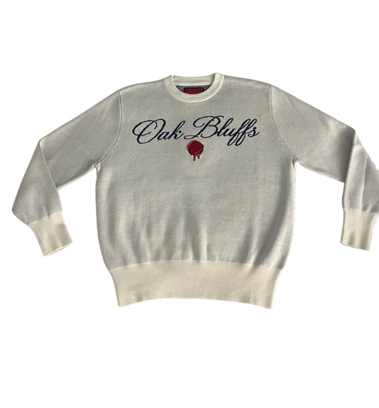 “OAK BLUFFS SIGNATURE SWEATER”/WHITE/BLUE
