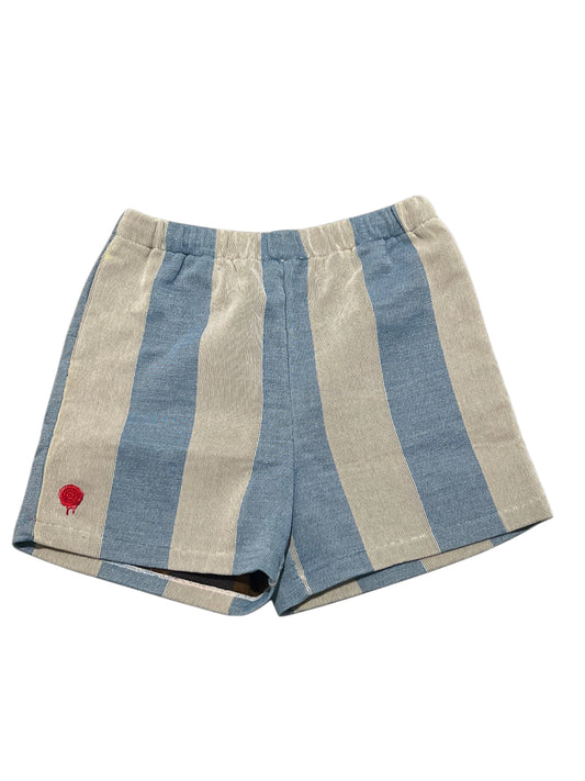 "CABANA STRIPES" SHORTS/LINEN BLUE