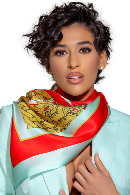 "LAFA & GIFA" SILK SCARF | TEAL