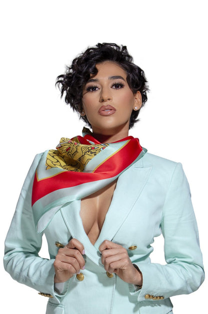 "LAFA & GIFA" SILK SCARF | TEAL
