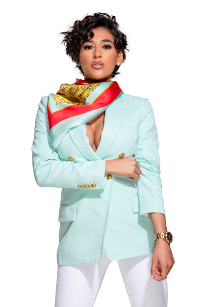 "LAFA & GIFA" SILK SCARF | TEAL